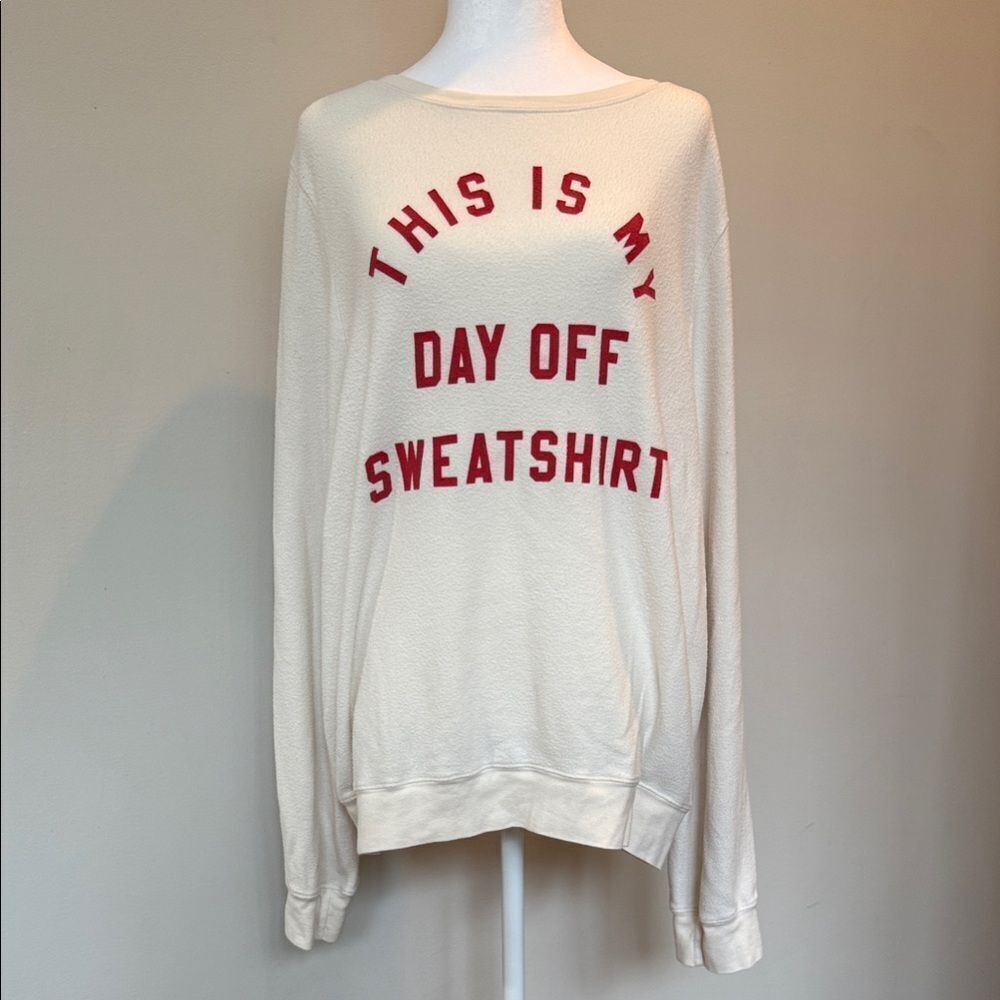 Wildfox Cream and Red Day Off Sweater - Picture 2 of 7